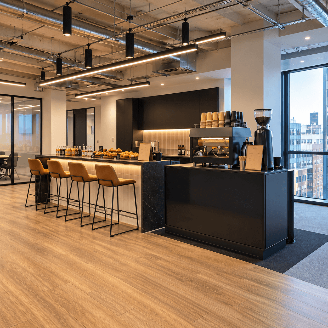 staffed barista station in a London office